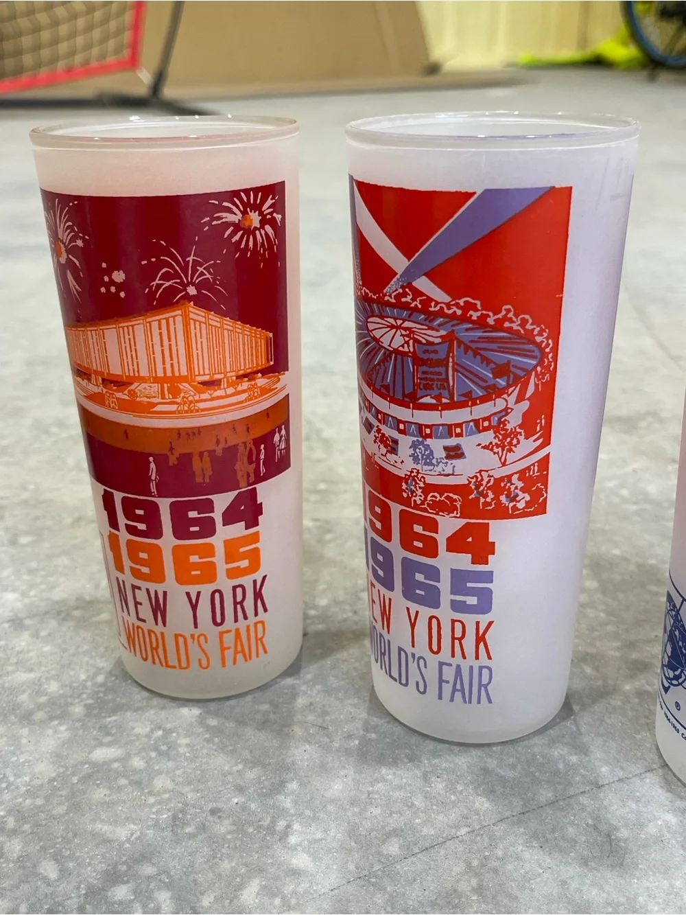 VTG 1964-65 New York World’s Fair Souvenir Drinking Glasses Set of 5 (6 total)